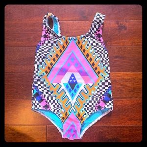 Mara Hoffman girls horizon neon black white check